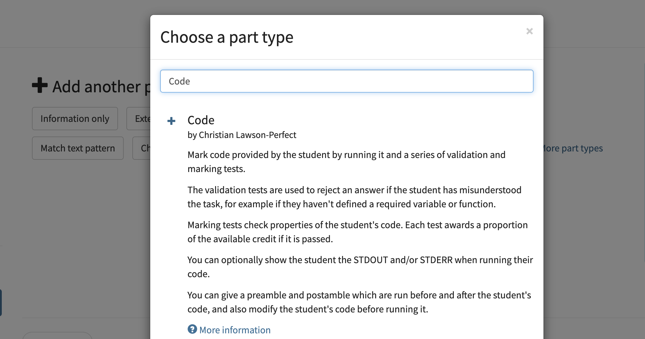 The code part type