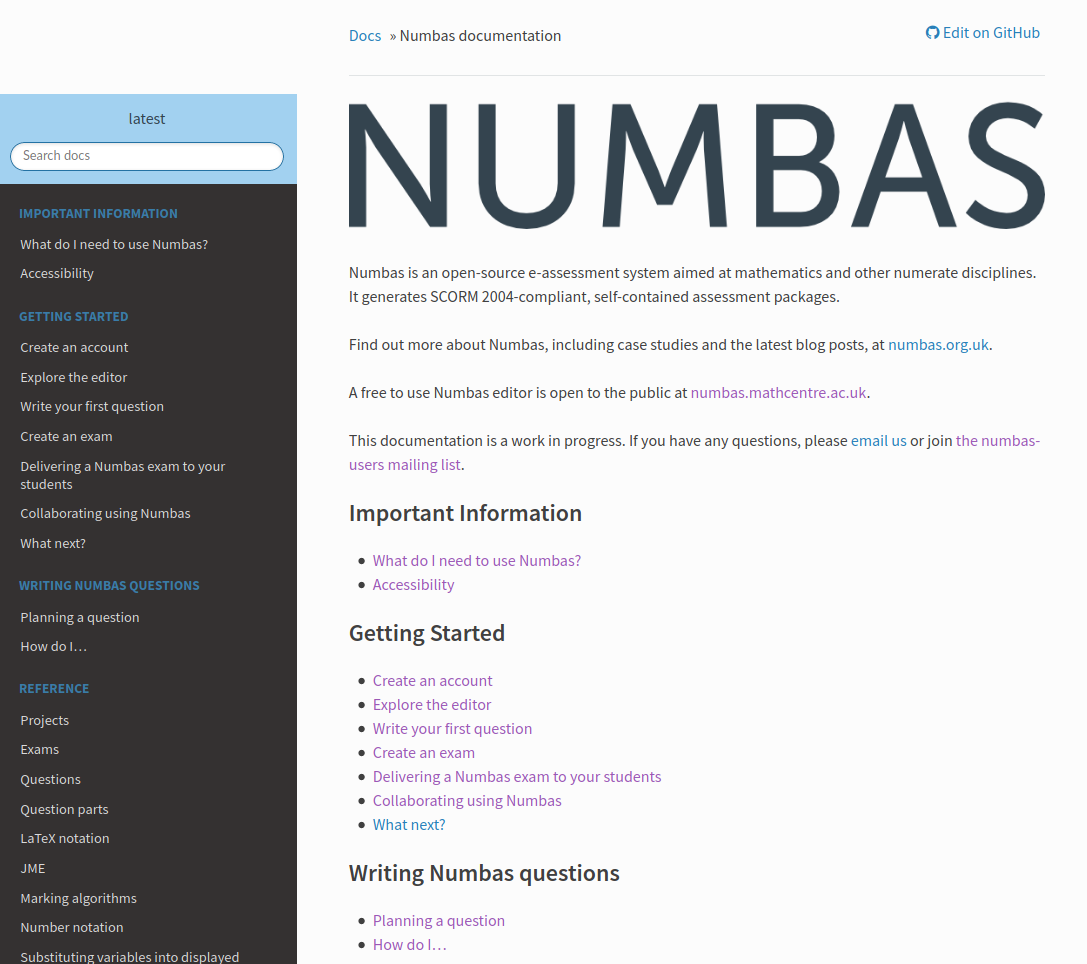 The Numbas documentation
