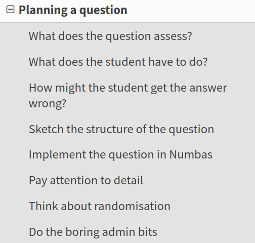 A list of prompts for planning a question