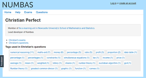 Numbas user profile
