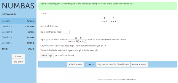 numbas large layout