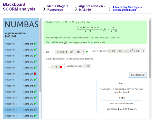 Reviewing an attempt allows you to see exactly where a student went wrong.