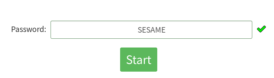 A Password prompt above a "Start" button